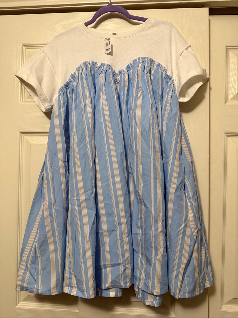 Short Sleeve White Tshirt Style Babydoll Dress